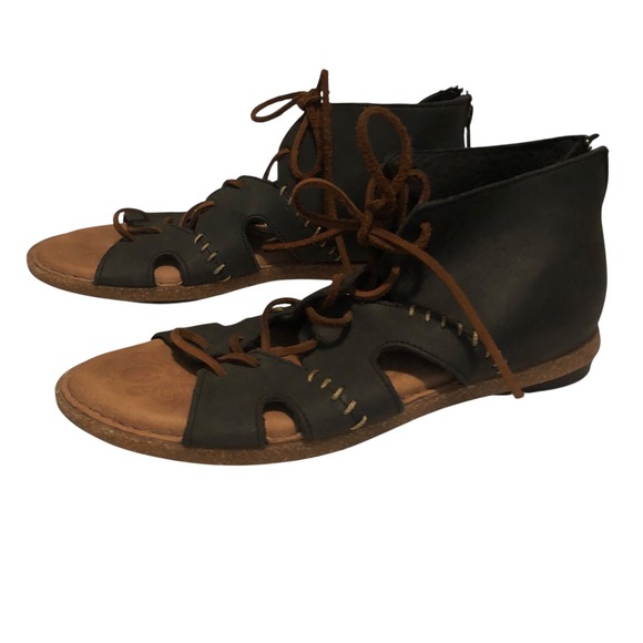 BORN - Women's Nea Navy Nubuck Leather Gladiator‎ Sandals - Size 8 - Picture 4 of 12